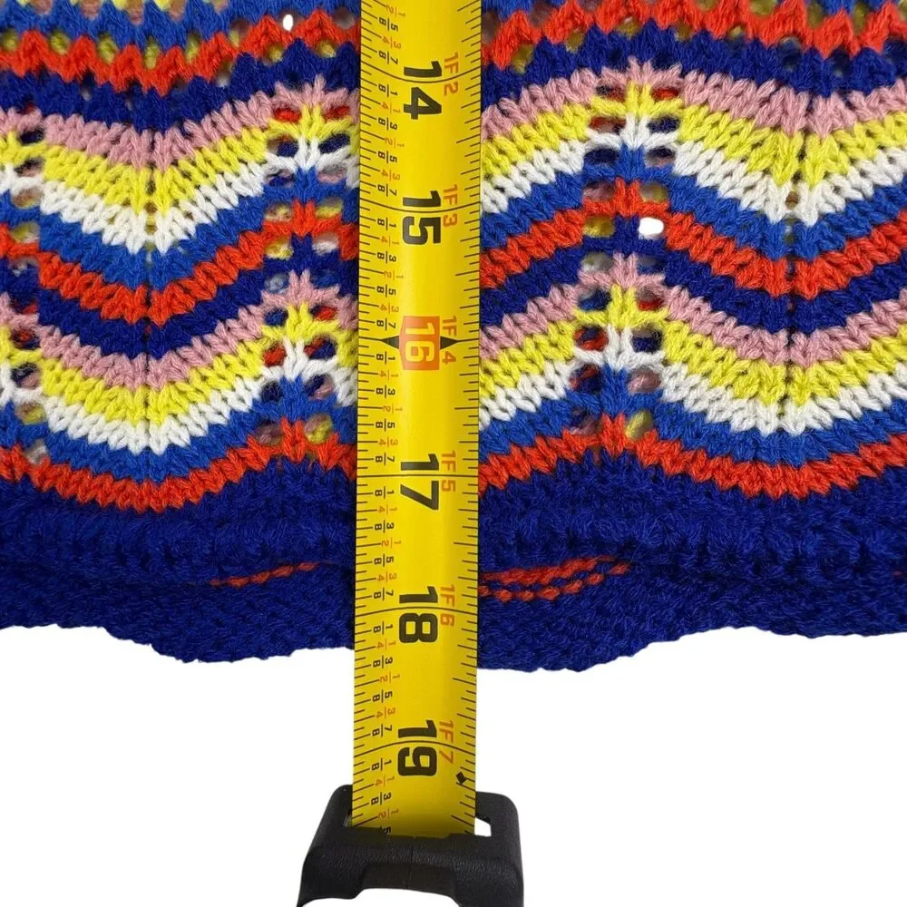 NWT Crochet Open Knit Colorful Striped Sweater Boho Beginning Boutique S/M